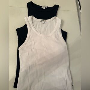 Agolde Black Ribbed Top set of 2 Med and Large